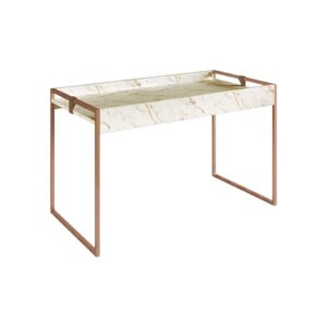 Mesa de Centro Columbia Rectangular Alta - Mármol/Hierro Dorado