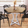 Mesa de Comedor Hexagonal 1m (Marrón Claro/Hierro Blanco) - Imagen 3