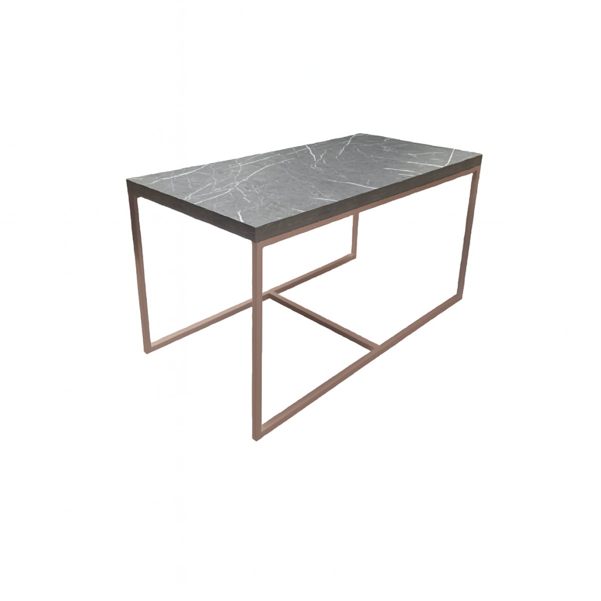 Mesa de Centro Ratona Rectangular (Mármol Gris / Pie Dorado)