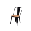 Silla Tolix Asiento de Madera Metal Negro Brillante