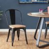 Silla Tolix Asiento de Madera Metal Negro Brillante - Imagen 3