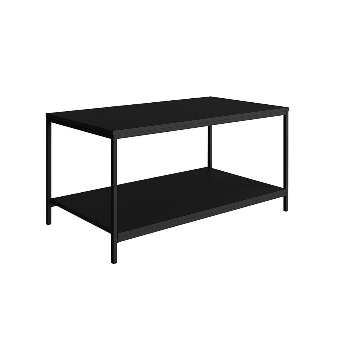 Mesa de Centro Ratona Rectangular Tapa Doble (Negro y Hierro Negro)