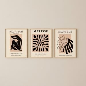 Kit 3 Cuadros - Matisse Beige/Negro - 30 × 40