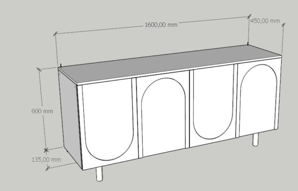 Aparador Buffet Arco blanco 160cm - Imagen 3