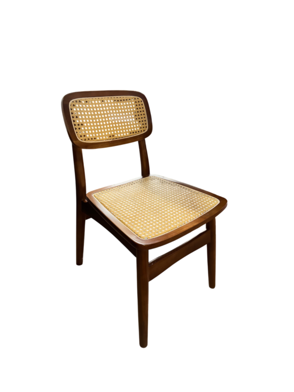 Silla Kira Madera de Caucho/Rattan Natural - Marrón Oscuro