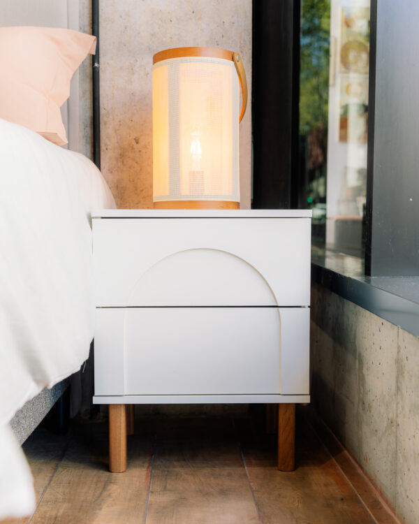 Mesa de Luz Arco 2 Cajones - Blanco - Imagen 4