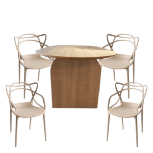 Juego de Comedor Mesa Ovalada Arco 160cm + 4 Sillas Allegra