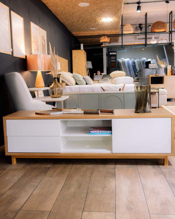 Rack Zúrich 160cm - Blanco/ Marrón - Imagen 6