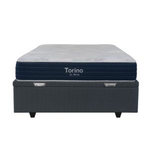 Colchón Torino Espuma + Box Baúl Gris 2 Plazas