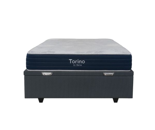 Colchón Torino Espuma + Box Baúl Gris 2 Plazas