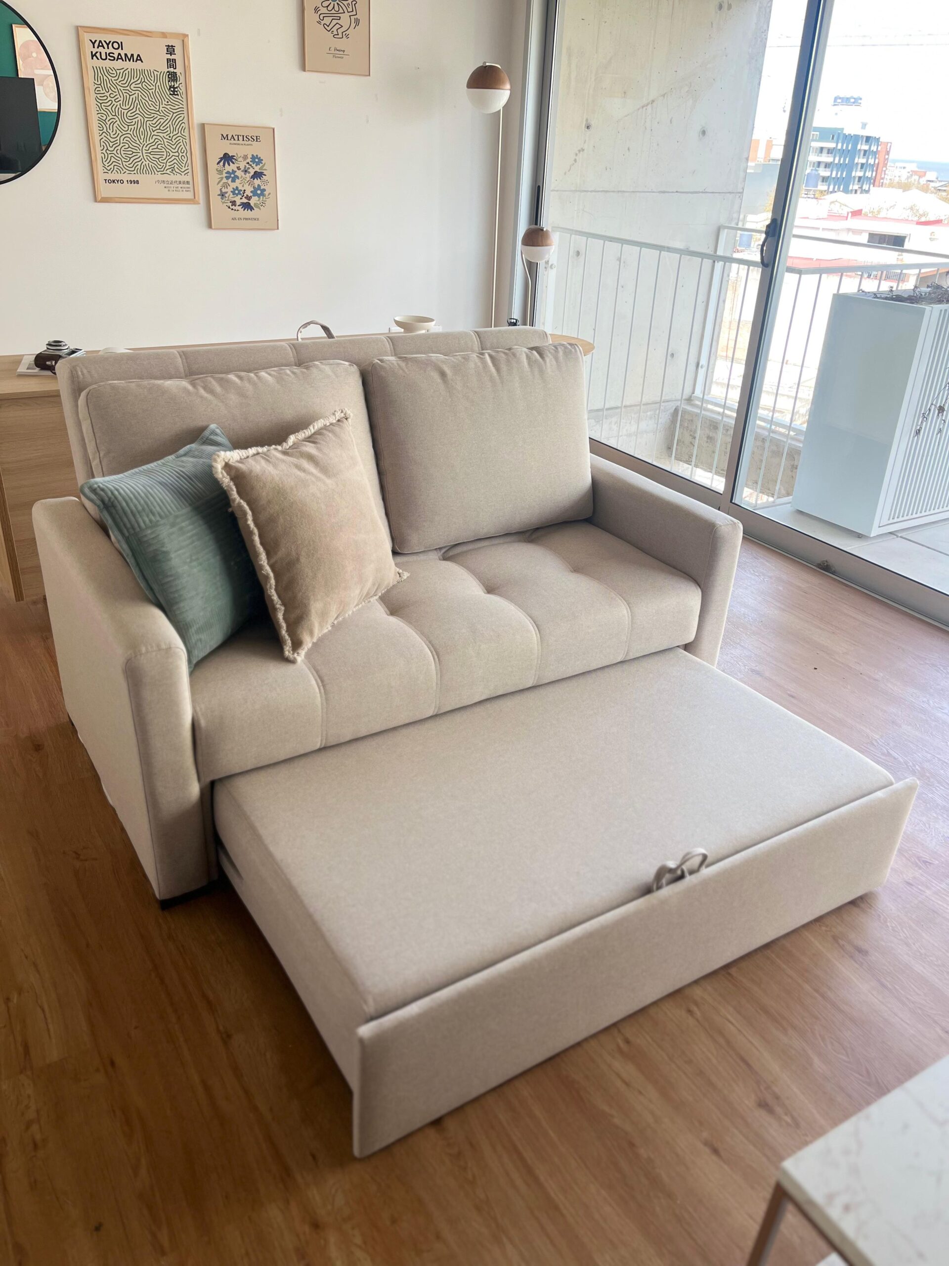 PREVENTA - Sofá Cama Dallas 2 Cuerpos 150cm - Beige Aqua Block - Imagen 3