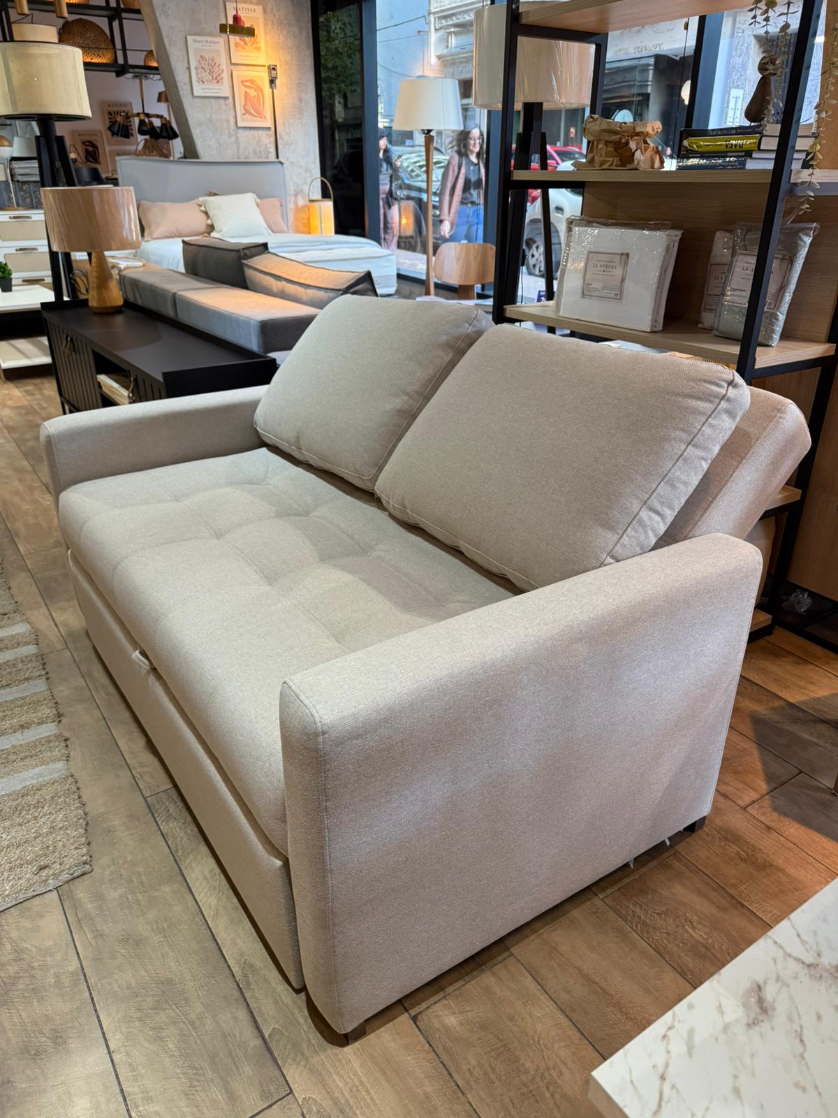 PREVENTA - Sofá Cama Dallas 2 Cuerpos 150cm - Beige Aqua Block - Imagen 6