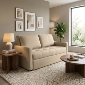Sofá Cama Dallas 2 Cuerpos 150cm - Beige Aqua Block