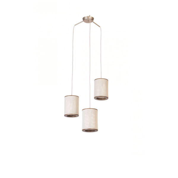 Lampara de Techo 3 Colgantes Apollo - Madera y Esterilla