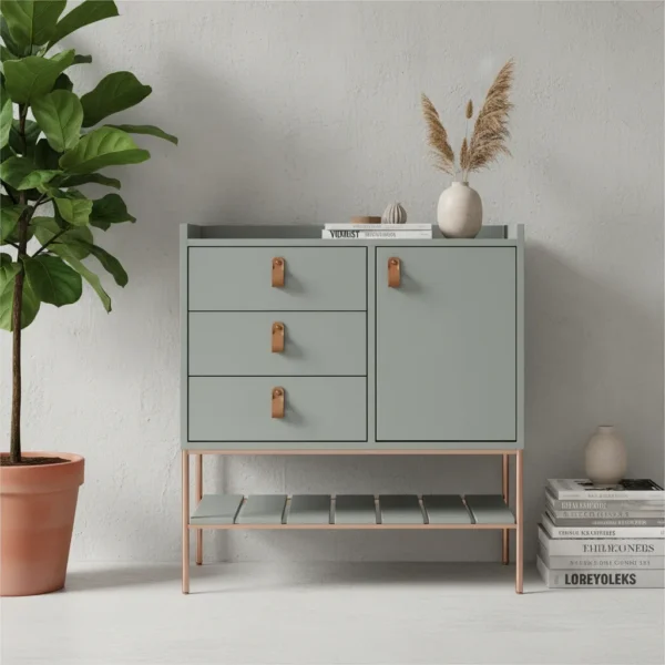 Comoda Multifuncional – Verde / Pie Dorado - Imagen 2