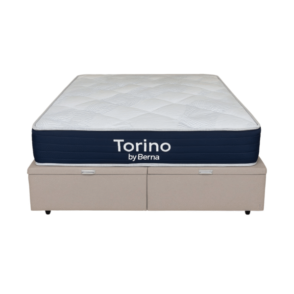 Colchón Torino + Box Baúl Aveiro Queen (2 partes) - Beige