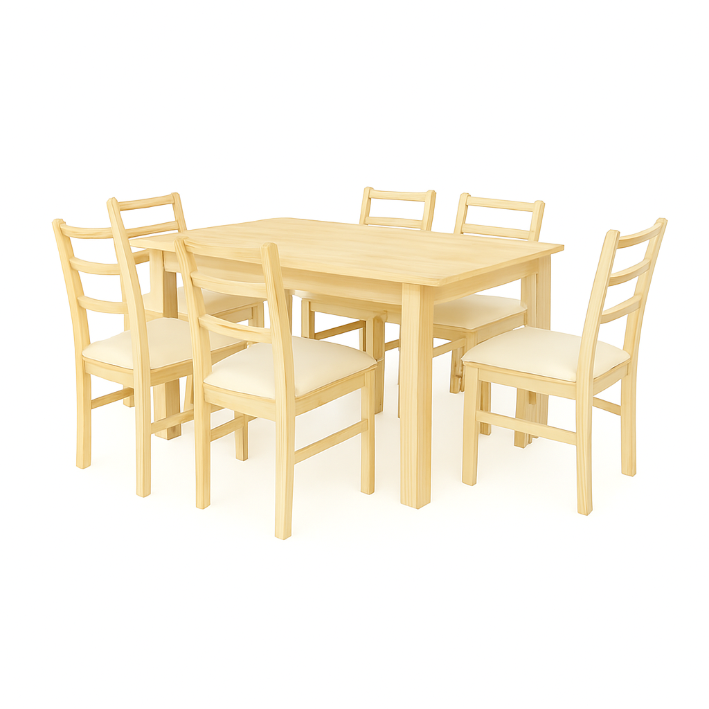 Juego de Comedor madera 6 sillas Mesa Rectangular 140cm - Saint