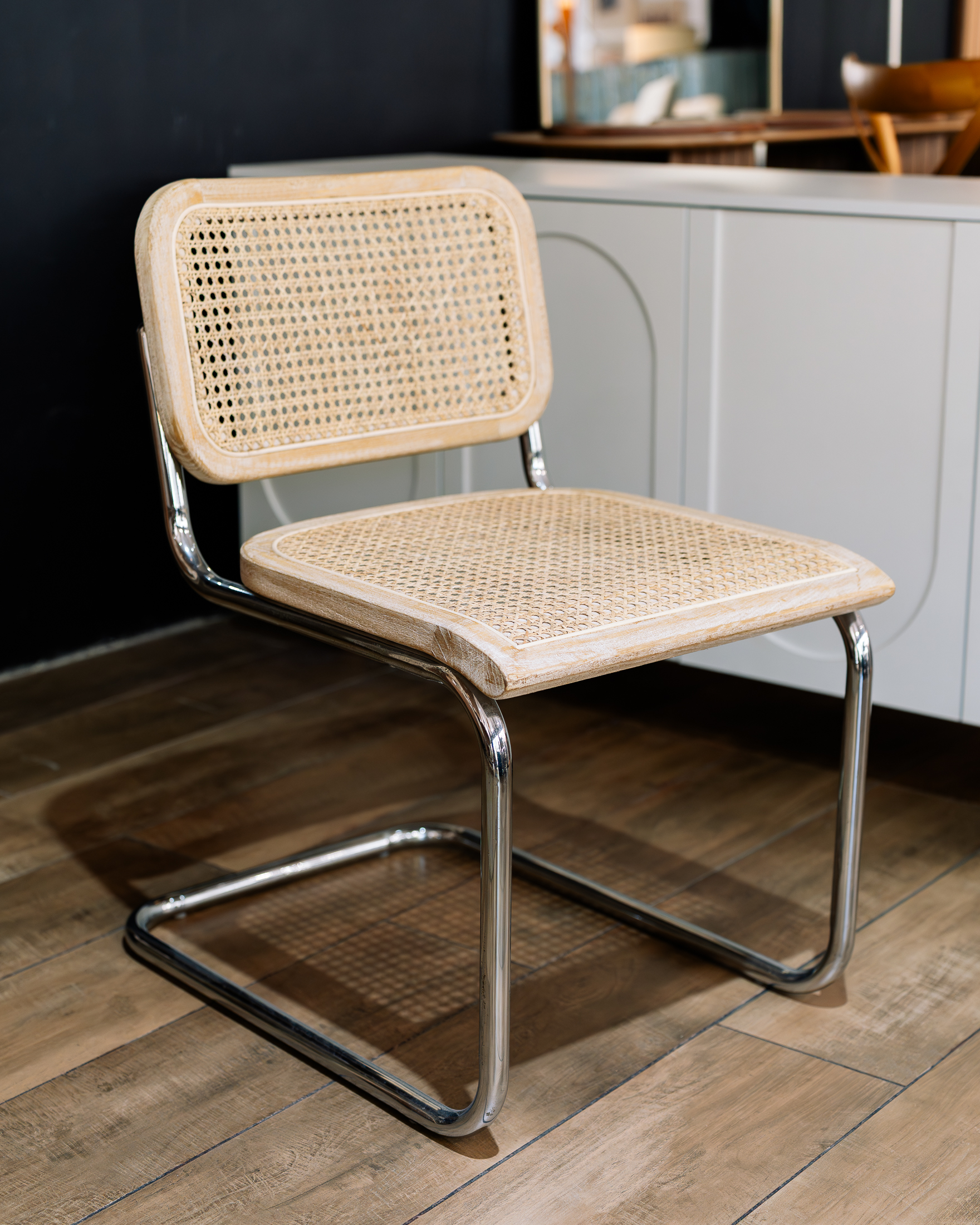 Silla Comedor Bauhaus Madera Natural Y Rattan - Imagen 2