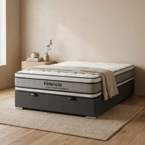 Colchón Valencia Espuma + Pillow Top con Box Baúl Fabela - 2 Plazas
