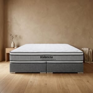 Colchón Valencia Espuma + Pillow Top con Box Baúl Fabela – Queen