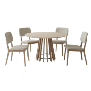 Juego de Comedor Mesa Redonda Pipa 110 cm + 4 Sillas Classic - Olmo