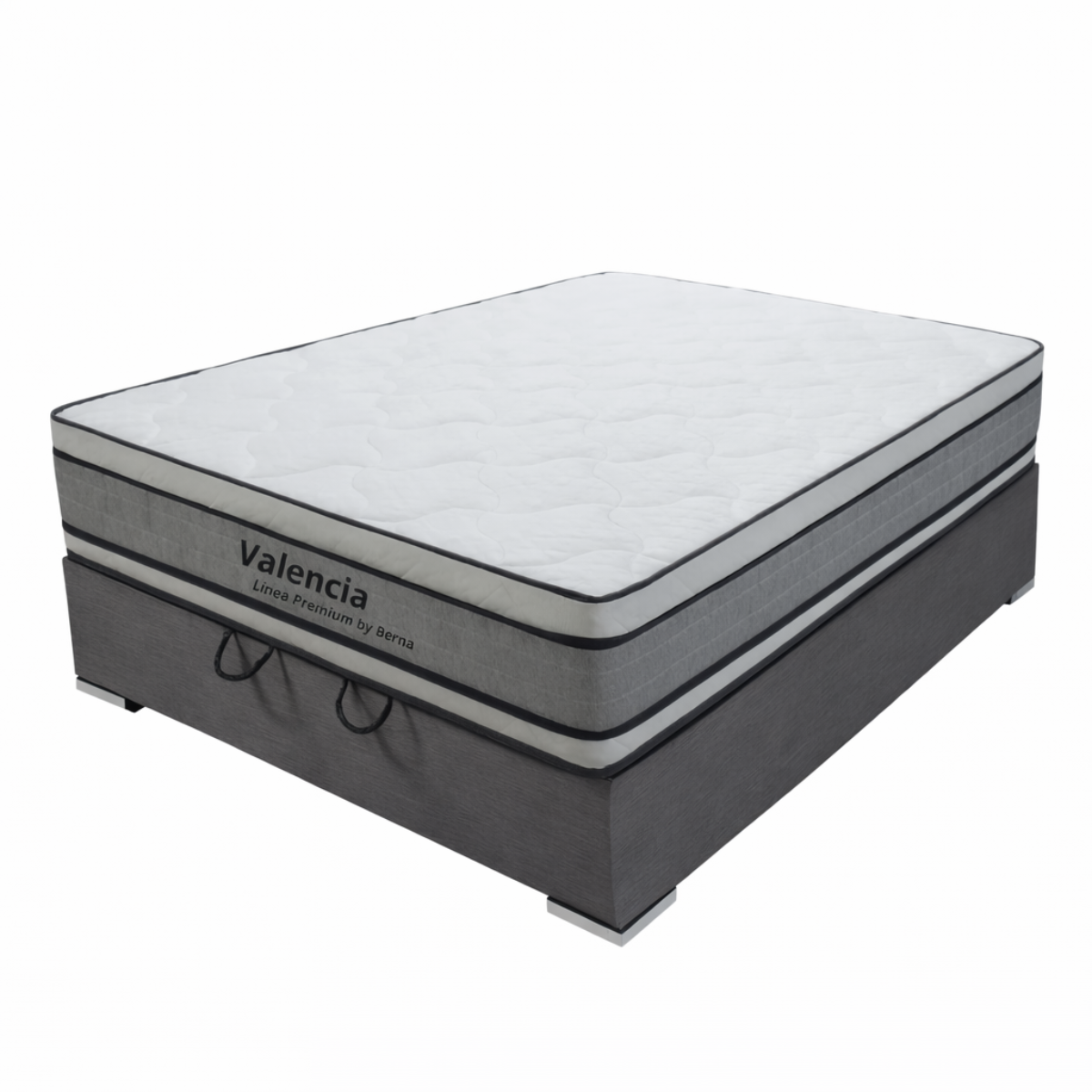 Colchón Valencia Espuma + Pillow Top con Box Baúl Fabela – 1 Plaza y Media