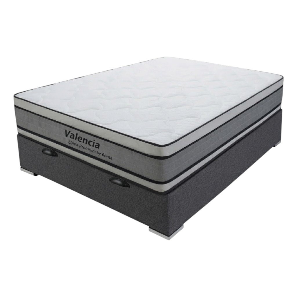 Colchón Valencia Espuma + Pillow Top con Box Baúl Fabela - 2 Plazas