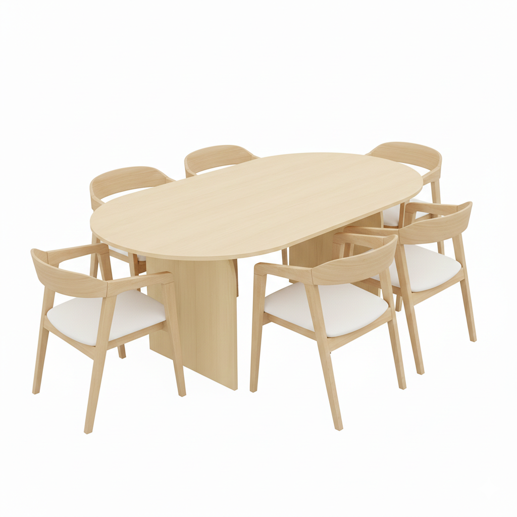 Juego de Comedor Mesa Arco Crudo 180cm +6 Silla Ivy