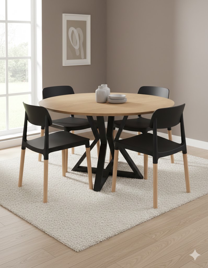 Juego de Comedor Mesa louvre olmo + 4 silla Belloch negra - Imagen 2