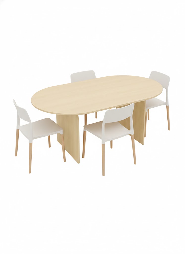 Juego de Comedor Mesa Arco 160 + 4 sillas Belloch blanca