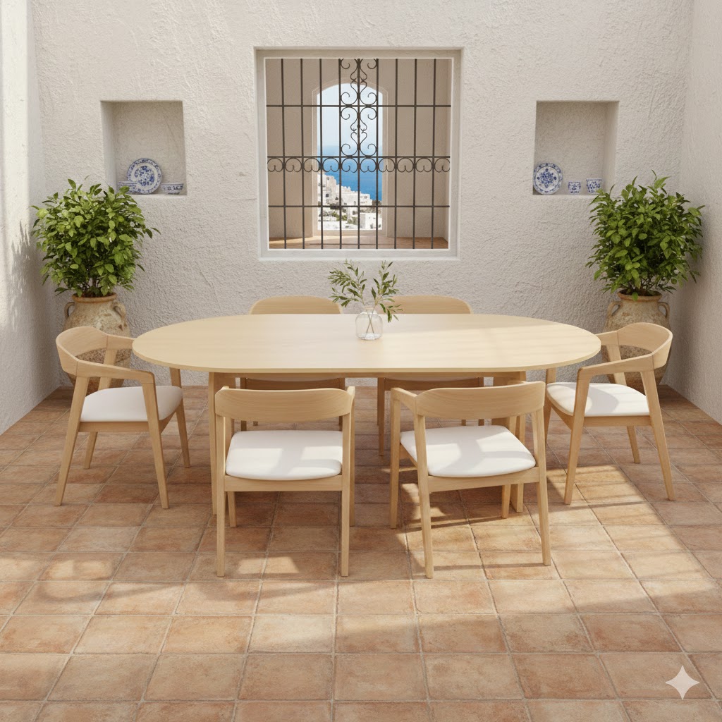 Juego de Comedor Mesa Arco Crudo 180cm +6 Silla Ivy - Imagen 2