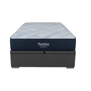 Colchón Torino Espuma + Box Baúl Fabela Gris – 1 Plaza