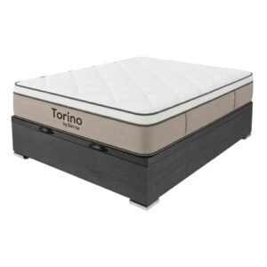 Colchón Torino Espuma + Pillow Top + Box Baúl Fabela – 1 Plaza