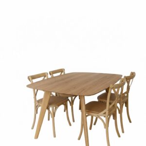 Juego de Comedor Mesa Almendra + 4 silla Vienesa cruzada