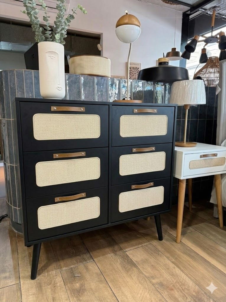 PREVENATA - Cómoda Personal Praga 6 cajones – Negro - Imagen 2