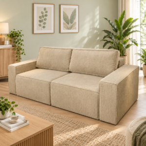 Sofá Retráctil España 3 Cuerpos (210cm) EASY CLEAN – Beige