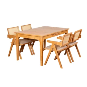 Juego de Comedor Inari Mesa extensible + 4 Sillas (madera maciza)