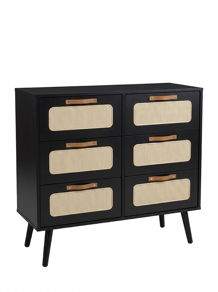 PREVENATA - Cómoda Personal Praga 6 cajones – Negro