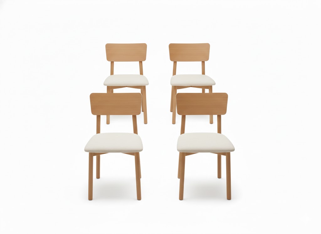 Set 4 Sillas Marruecos – Madera de Gomero - Marrón Oscuro