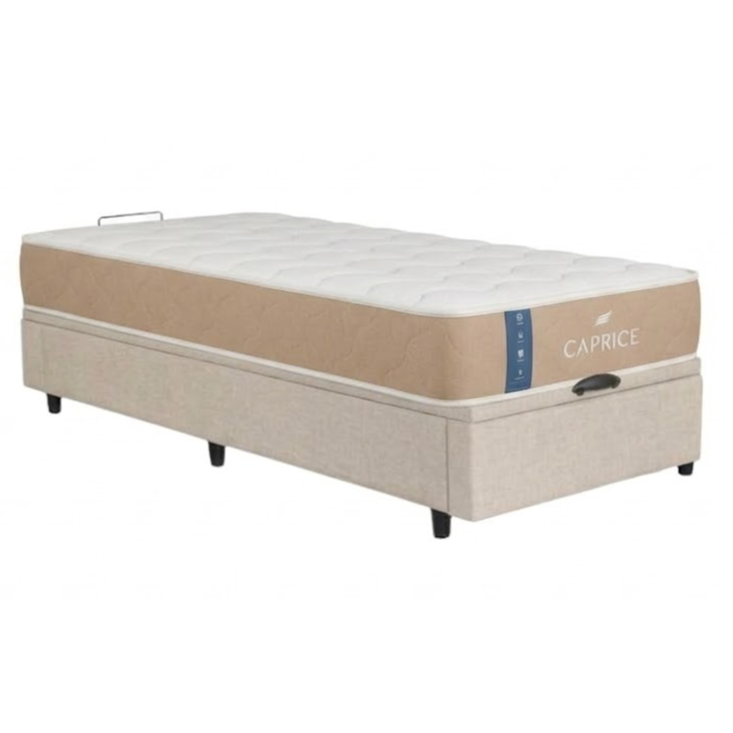 Colchón Caprice Espuma + Box Baúl Brisa Beige – 1 Plaza
