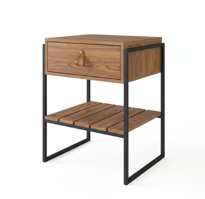 PREVENTA Mesa de Luz James (Olmo/Hierro Negro)