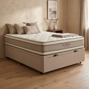 Colchón Duplex Espuma + Doble Pillow + Box Baul Leggo – 1 Plaza y Media