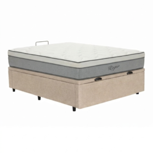 PREVENTA Colchón Roger Resorte + Box Baúl Brisa Beige – 2 Plazas