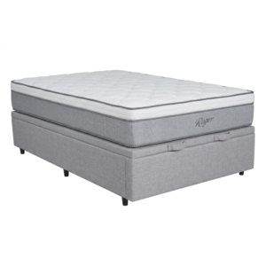 PREVENTA Conjunto Colchón resortes Roger + Box Baúl Brisa Gris (PLAZA Y MEDIA)
