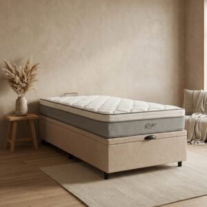 Colchón Roger Resorte + Box Baúl Leggo Beige – 1 Plaza