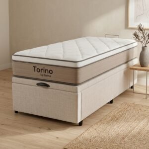 Colchón Torino Espuma + Box Baúl Leggo Beige – 1 Plaza