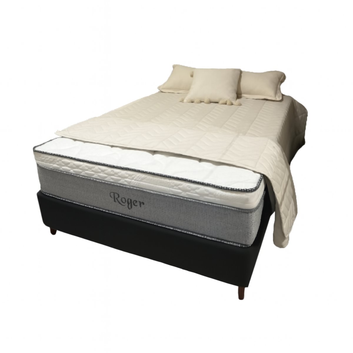 Conjunto Sommier Roger Resortes + Pillow Confort – Plaza y Media