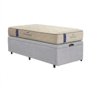 Colchón Caprice Espuma + Box Baúl Brisa Gris – 1 Plaza