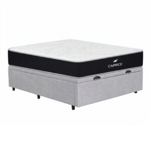 Colchón Caprice Espuma + Box Baúl Brisa Gris – 2 Plazas