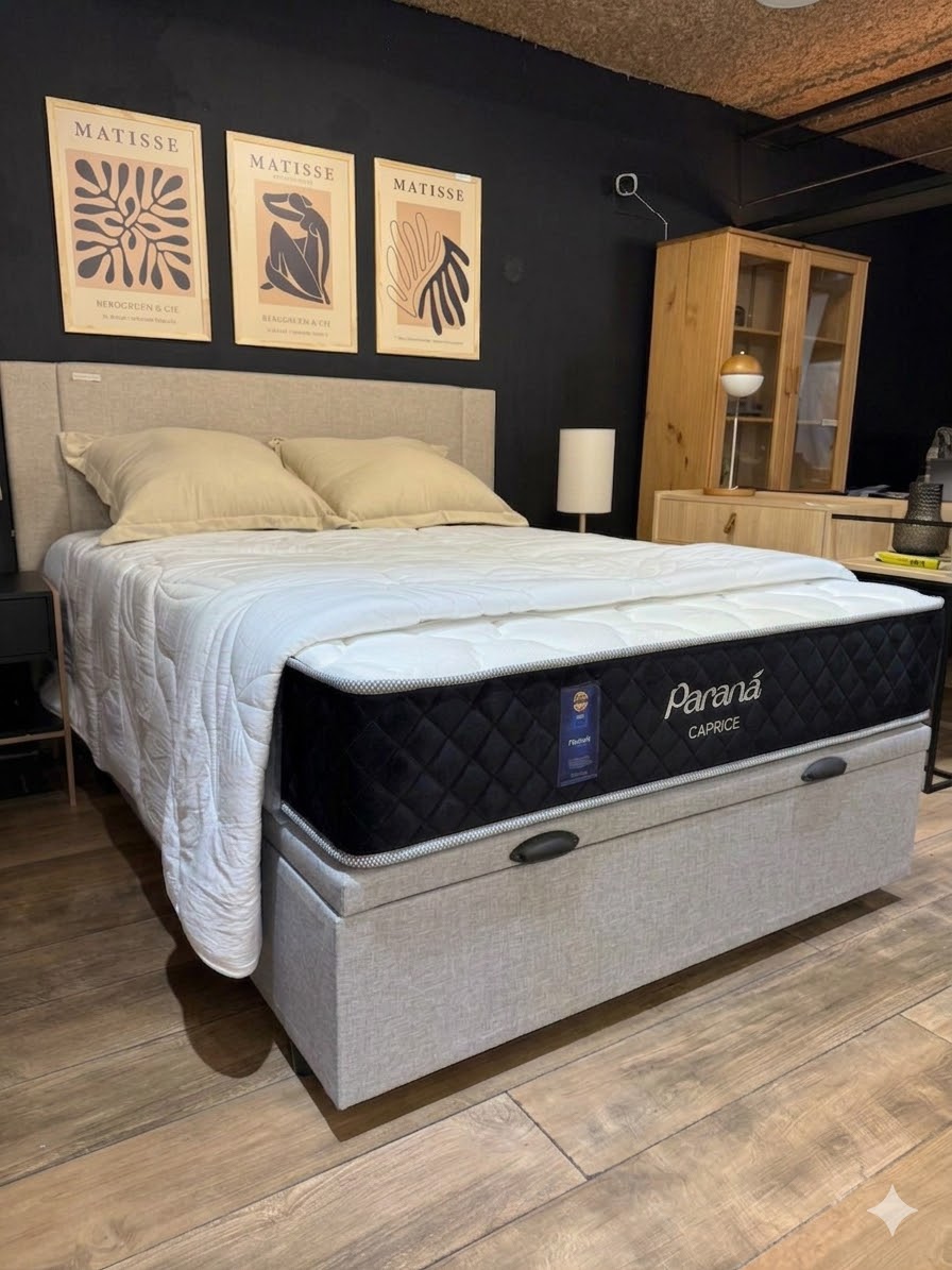 Colchón Caprice Espuma + Box Baúl Brisa Gris – 2 Plazas - Imagen 2